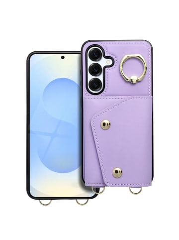 COFI 1453 Handyhülle mit Schultergurt Multifunktionale Wallet-Hülle Kartenfach in Lila