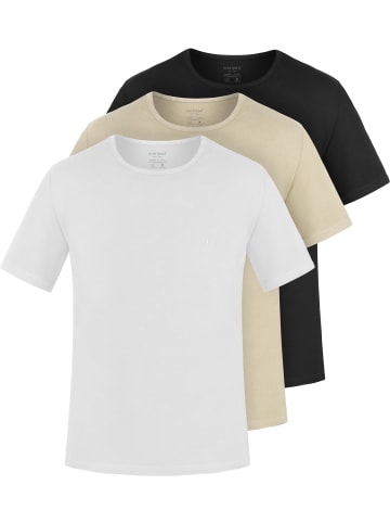 normani 3er Set Herren T-Shirts aus Bio-Baumwolle Nyons in Beige/Schwarz/Weiß