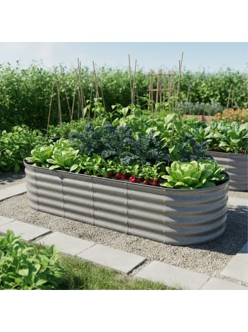 relaxdays Hochbeet in Silber - (B)150 x (H)45 x (T)60 cm