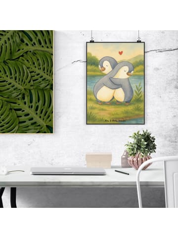 Mr. & Mrs. Panda Bild Pinguine Kuscheln Design ohne Spruch in Weiß