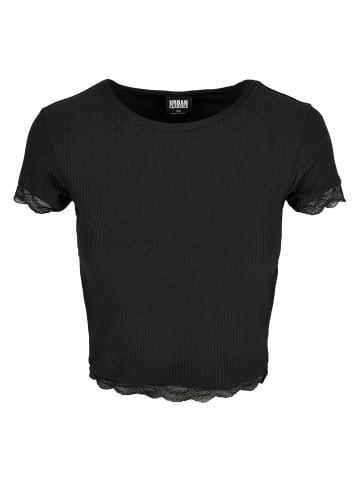 Urban Classics Urban Classics Damen Ladies Cropped Lace Hem Tee in black