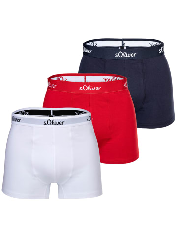 S. Oliver Boxershort 3er Pack in Rot/Marine/Weiß