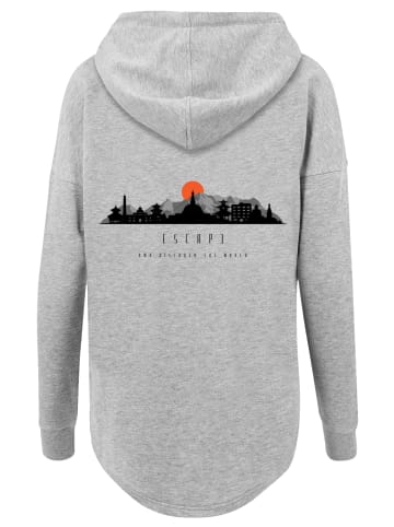 F4NT4STIC Oversized Hoodie Oversize Escape Discover the World Asian Town in grau