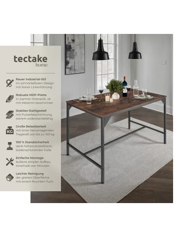 tectake Esszimmertisch, Maße: 120 x 75 x 75 cm, in rechteckiger Form