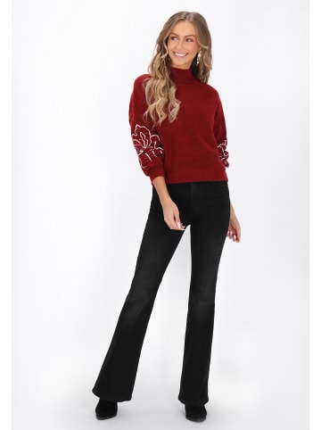 IZIA Women Sweater in burgundy