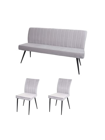 MCW Esszimmer-Set K16 2er-Set Stuhl+Sitzbank, Hellgrau