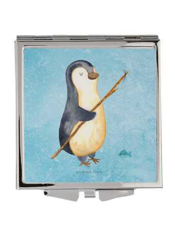 Mr. & Mrs. Panda Handtaschenspiegel quadratisch Pinguin Angler o... in Eisblau
