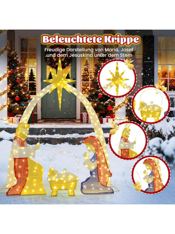 COSTWAY Krippe Weihnachten beleuchtet 180 cm in Bunt