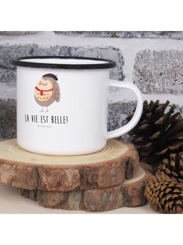 Mr. & Mrs. Panda Camping Tasse Eule Frankreich mit Spruch in Weiß