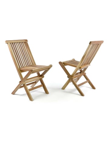 VCM  2er Gartenstuhl Kinder Klappstuhl Holz Teak in Braun