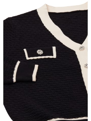 CHANI Damen Strickjacke in Schwarz Wollweiss