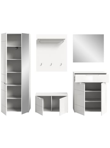 ebuy24 Garderobenmöbel Solero (5-teilig) Weiß 258 x 37 cm
