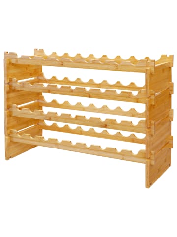 relaxdays Weinregal in Natur - (B)85 x (H)55 x (T)25,5 cm