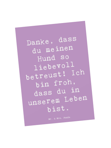 Mr. & Mrs. Panda Postkarte Spruch Danke Hundesitter mit Spruch in Lavendeltraum