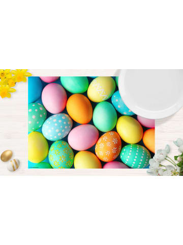 Tischsetmacher.de Tischset I Platzset "Ostern - Bunt gemischte Ostereier " 12 Stück aus Papier