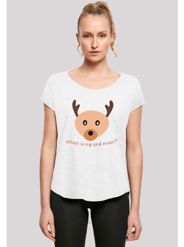 F4NT4STIC Long Cut T-Shirt Red Nose Weihnachten in weiß