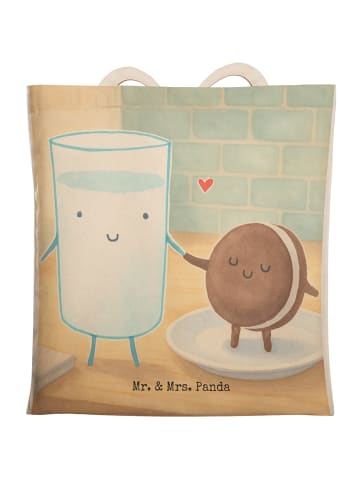 Mr. & Mrs. Panda Einkaufstasche Milch Keks Design ohne Spruch in Weiß