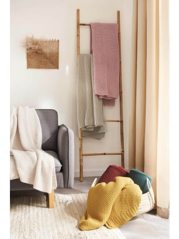 Hahn Wohndecke Strickdecke in mauve