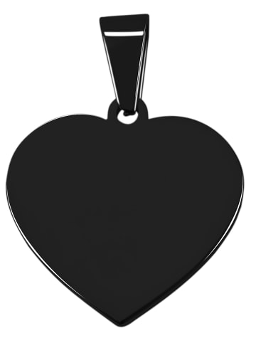 Adeliás Damen Anhänger – Herz Gravuranhänger aus Edelstahl in schwarz