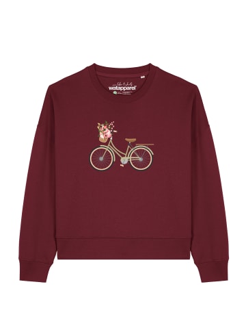 wat? Apparel Sweatshirt Damenfahrrad in Weinrot