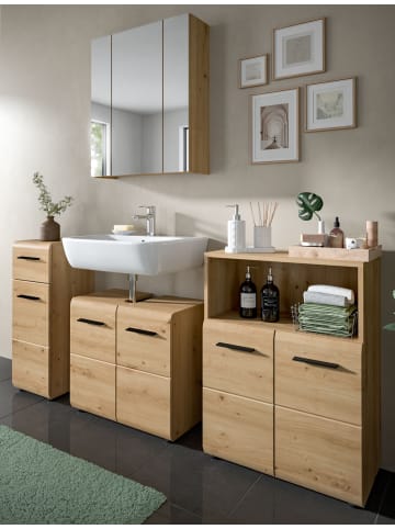 Inn.Furn Badmöbel-Set 4-teilig in Eiche Artisan, Badezimmer Schrank-Set 180 x 185 cm