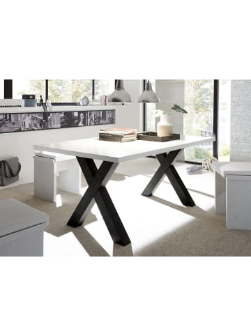 58 aufm Kessel ESSZIMMERTISCH Eike 8 200 x 100 x 75 Esstisch Schwarzstahl/Weiß Matt Lack