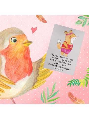 Mr. & Mrs. Panda Grußkarte Leichtathletik Trainerin Inspiration ... in Grau Pastell