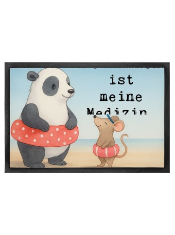 Mr. & Mrs. Panda Sauberlaufmatte Otter Schwimmen Design mit Spruch in Weiß