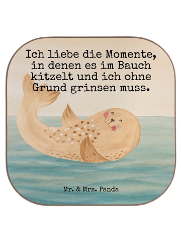 Mr. & Mrs. Panda Tassen Untersetzer Robbe Liegen Design mit Spruch in Weiß