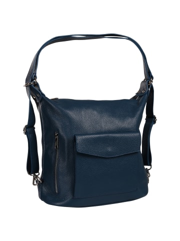 Toscanto Leder Schultertasche, Cityrucksack Toscanto Tasche petrolblau ca. 38cm