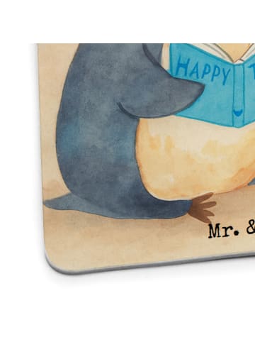 Mr. & Mrs. Panda Tassenuntersetzer Pinguin Buch Design mit Spruch in Weiß