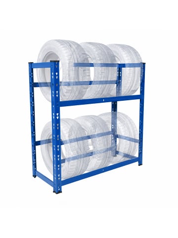relaxdays Reifenregal in Blau - (B)85 x (H)100 x (T)35 cm