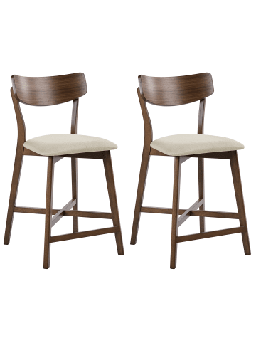 Beliani 2-tlg Barhocker HOLLY in Braun/Beige