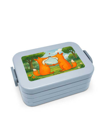 Mr. & Mrs. Panda Brotdose Füchse Liebe Design ohne Spruch in Blau Pastell