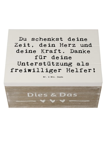 Mr. & Mrs. Panda Truhe Spruch Freiwilliger Dank mit Spruch in Weiß