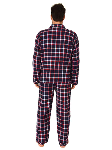 NORMANN Durchknöpfbare FlanellPyjama KaroMuster - 75008 in marine