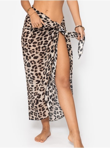 SASSYCLASSY Pareo mit Leo-Print in Beige