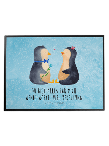 Mr. & Mrs. Panda Schreibunterlage Pinguin Pärchen mit Spruch in Eisblau