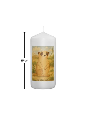 Mr. & Mrs. Panda Kerze Erdmännchen Design ohne Spruch in Weiß