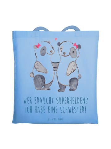 Mr. & Mrs. Panda Einkaufstasche Liebe Schwester mit Spruch in Sky Blue