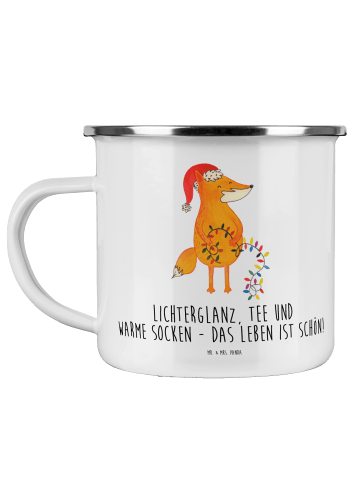 Mr. & Mrs. Panda Tasse Fuchs Weihnachten mit Spruch in Weiß