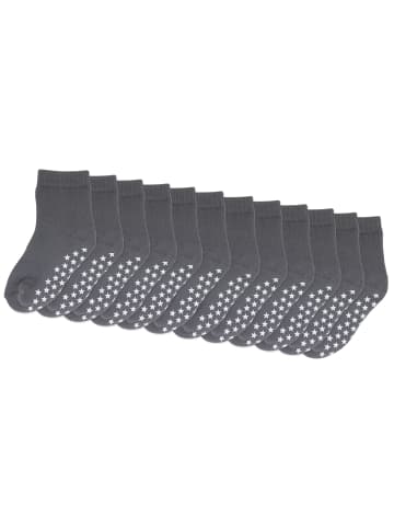Yalion 12er-Set Yalion Baby Langsocken mit Stern-Stoppern rutschfest, grau