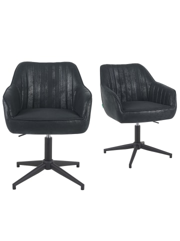 DUBI Möbel 2er-Set: Bürostuhl Mika-Caro in Schwarz - (B)60 x (H)79 x  (T)61 cm