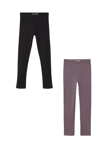 name it Leggings 2er-Set Regular Fit weich bequem Basic in Schwarz-Lila