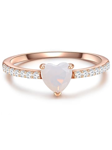 Glanzstücke München Ring Herz aus Sterling Silber mit Mondstein (synth.) in roségold