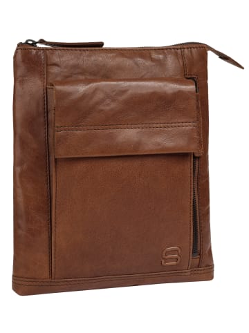 SPIKES & SPARROW Umhängetasche echt Leder in cognac