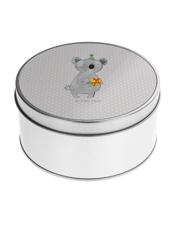 Mr. & Mrs. Panda Blechdose rund Koala Geschenk ohne Spruch in Grau Pastell