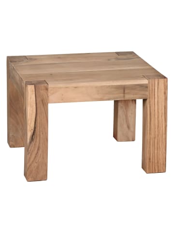 KADIMA DESIGN Rustikaler Couchtisch NAKO: Akazienholz, quadratisch, pflegeleicht in Beige