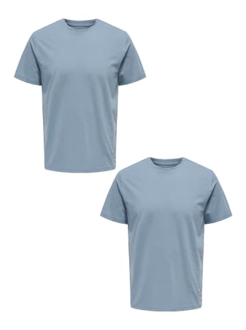 Only&Sons T-Shirt 2er-Set Rundhals Kurzarm in Hellblau-2