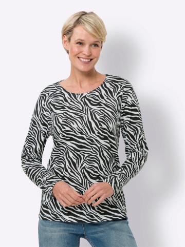 Sieh an! Langarmshirt in schwarz-ecru-bedruckt